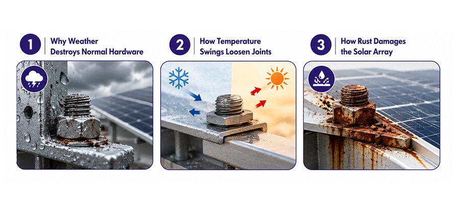 Why Normal Fasteners Fail on Solar Tracking Systems